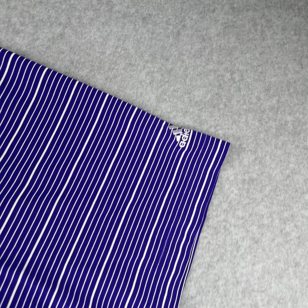 Adidas Polo Shirt Polo Shirt Small Purple White Striped Performance Stretch New
